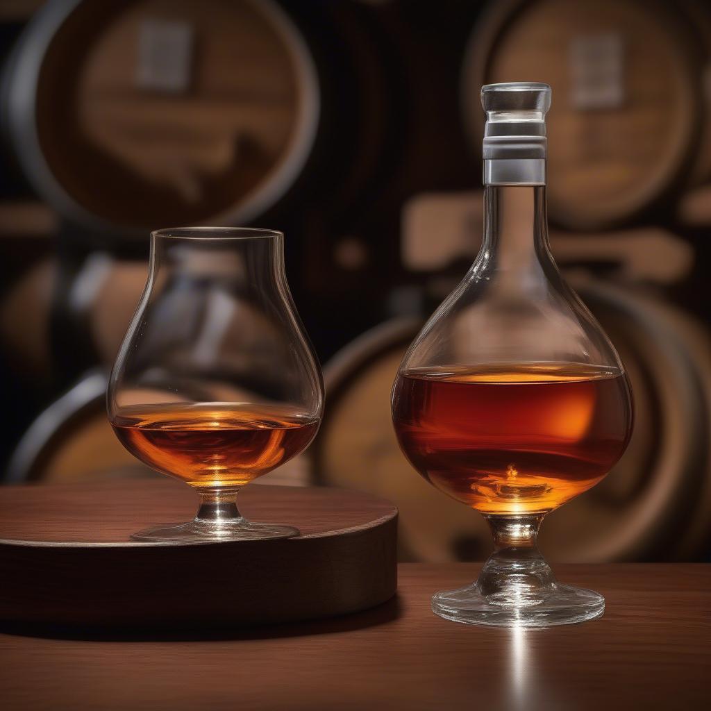 Rượu Cognac Pháp cao cấp trong ly pha lê sang trọng