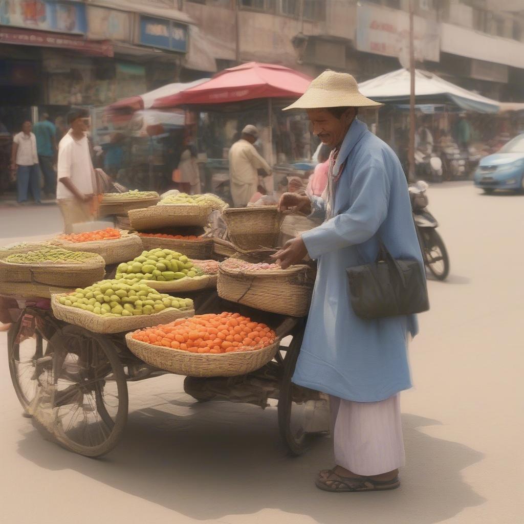 Thương nhân cá thể đang bán hàng