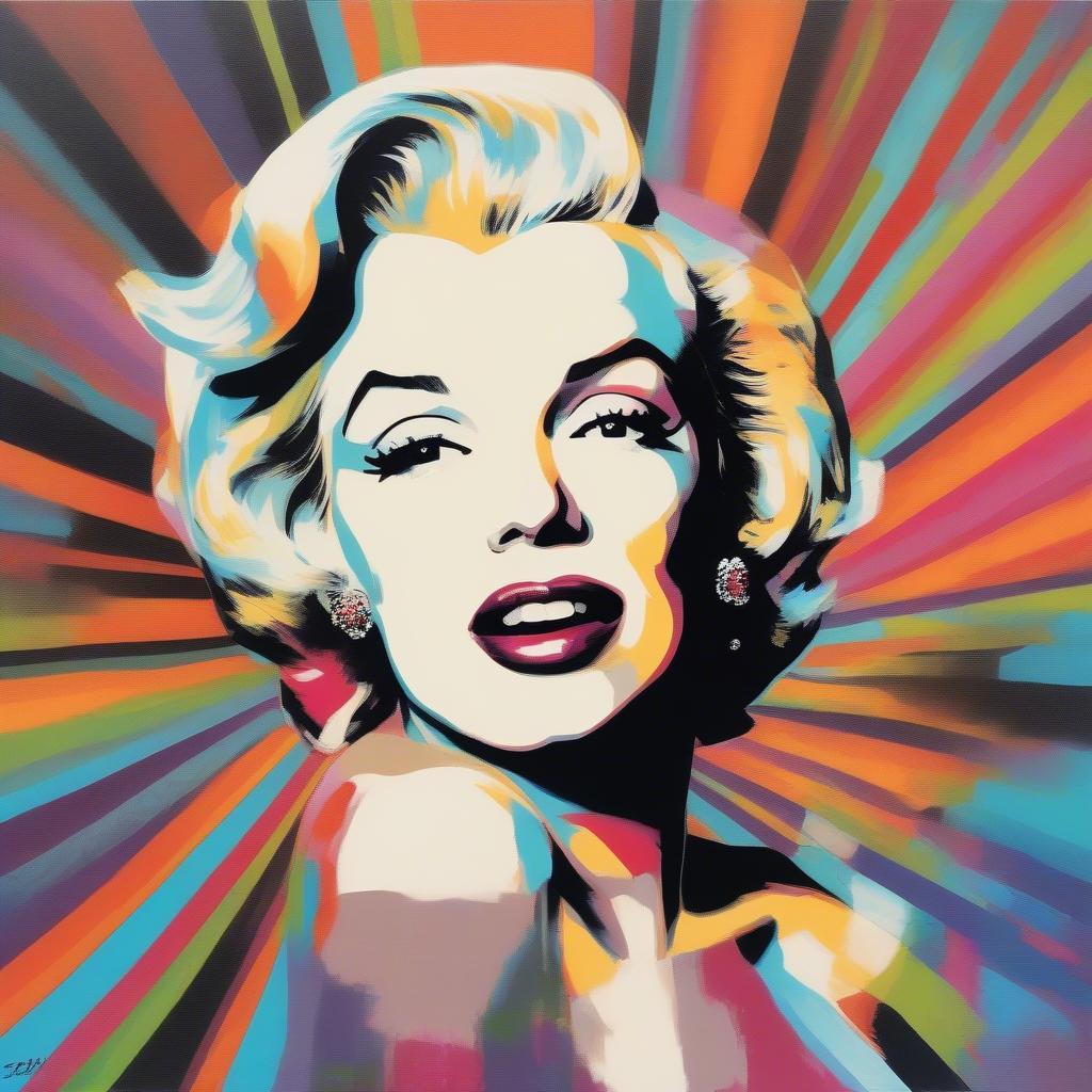 Bức tranh Pop Art hiện đại với hình ảnh Marilyn Monroe đầy màu sắc