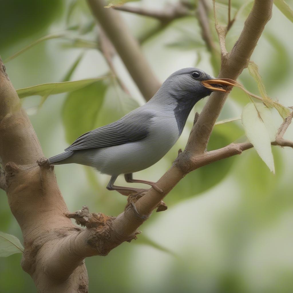 Chim đang ăn sâu bọ trên cây